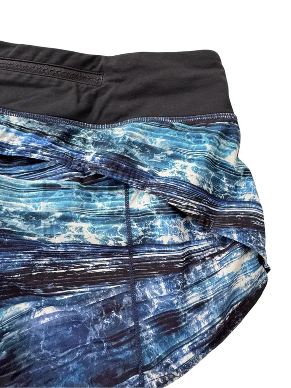Lululemon Speed Up Short Long 4" Shorelines Multi Blue Black Size 4 - Image 7