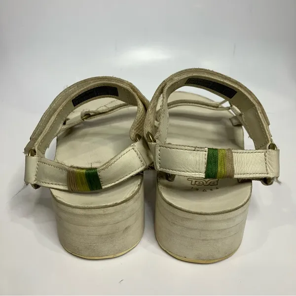 Teva platform Sandals white leather uppers & footbed womens size 9 casual trendy - Image 4