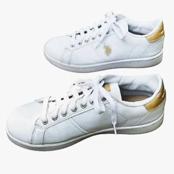 US POLO Women's White & Gold Leather Soles Sneakers ~ 7.5 - Image 3