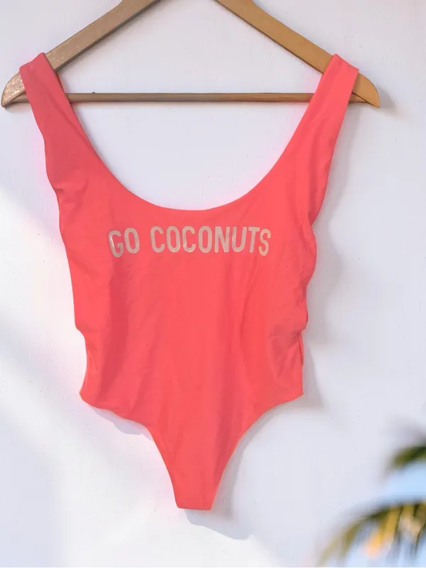 Aerie Go Coconuts Coral Pink Scoop One Piece Swimsuit Size XL - Image 4