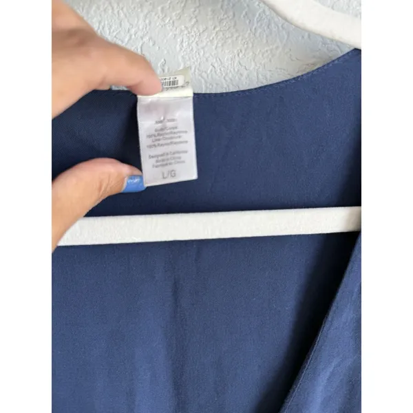 L*Space Midnight Blue Goa‎ Wrap Dress High Low Maxi Minimalist Coastal Sz Large - Image 5