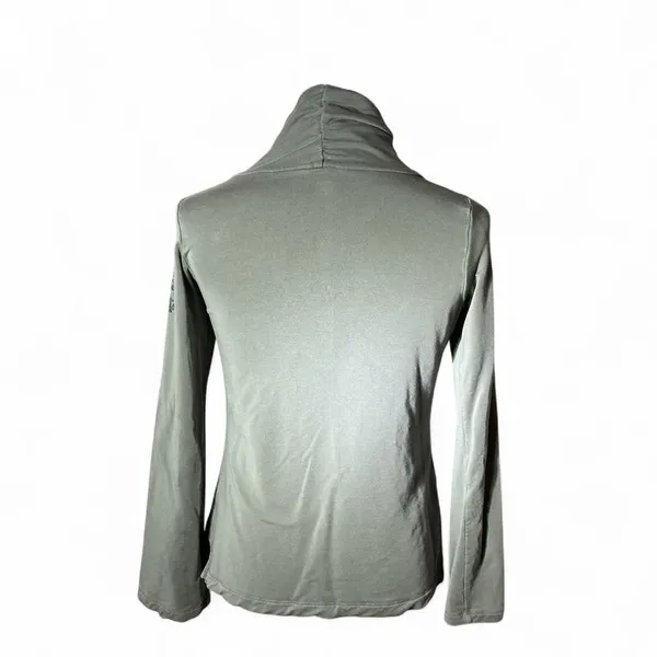 REI Floral‎ Granola Cowl Neck Pullover Womens M Grey Gorpcore Kangaroo Pocket - Image 2