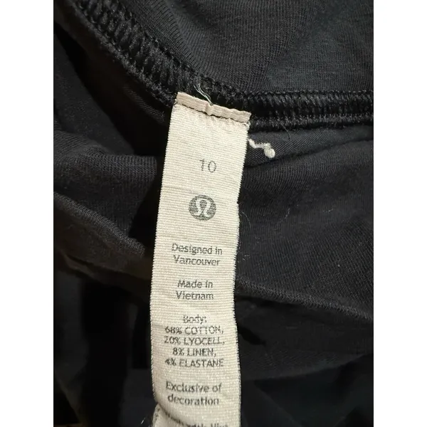Lululemon Relaxed Fit Cotton Blend T-Shirt Black Neutral Capsule Wardrobe Sz‎ 10 - Image 4
