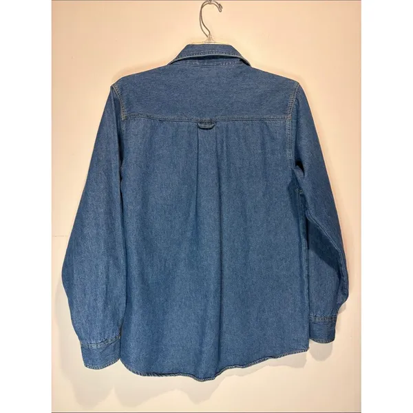 Miss Juli Vintage Button Down USA Angels Teacher Denim Chambray Shirt Size M - Image 3