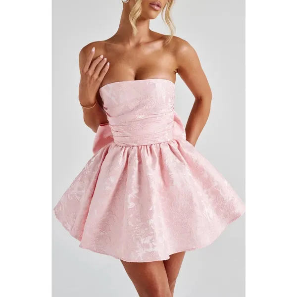 NWT Babyboo Salome Mini Dress Blush Jacquard Fit & Flare Cocktail Dress Size M - Image 6