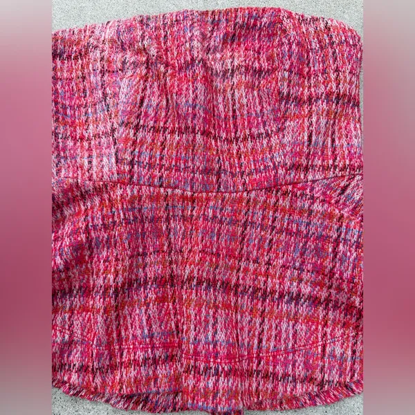 NWT Anthropologie Maeve Plaid Knitted Strapless Peplum Top Women’s Size Small - Image 2