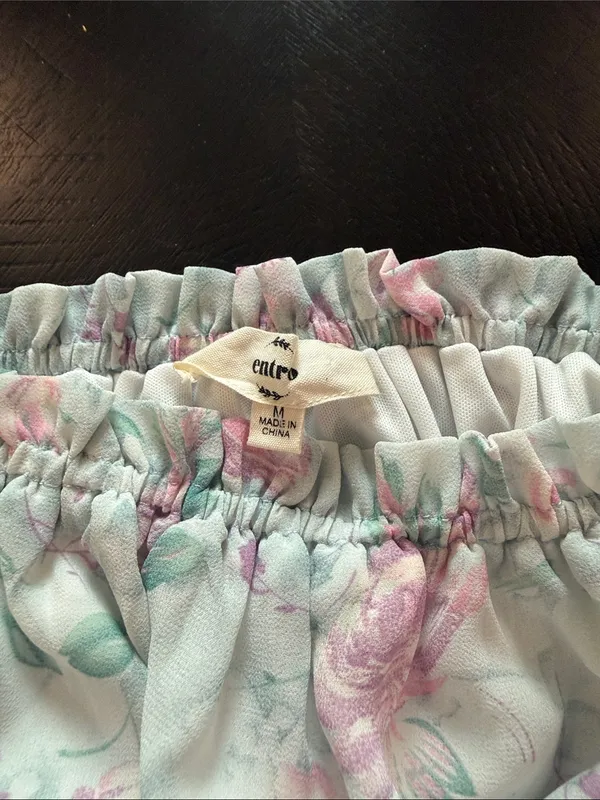 entro Pastel Floral Off-Shoulder Smocked Peasant Top - Image 3