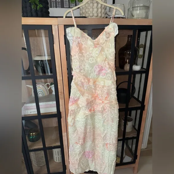 Amazon Pastel floral maxi dress ruffle embroidered butter heirloom print rialto summer - Image 3