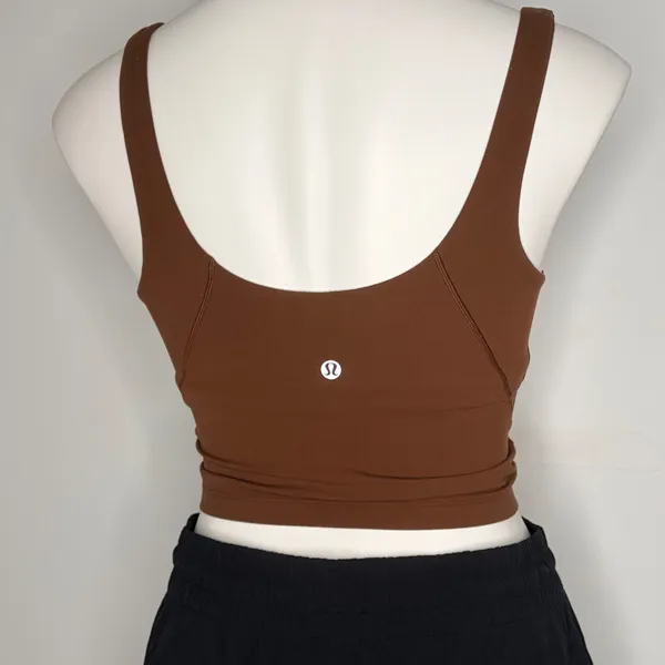 Lululemon Align Tank Top Women 4 Roasted Brown Nulu Built-in Bra Crop W1DUVS - Image 3