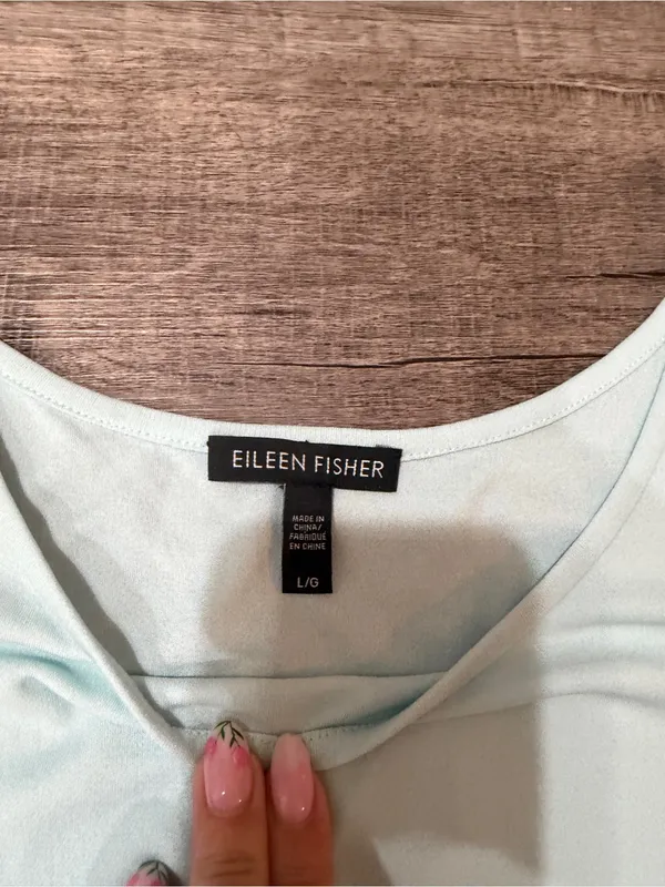 EILEEN FISHER 100% Silk Stretch Jersey Scoop Neck Tank in Pale Blue - Image 4