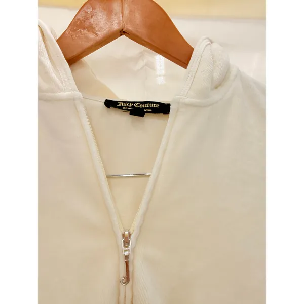 Vintage Juicy‎ Couture White Babydoll Hooded J Zipper Cardigan Small - Image 3