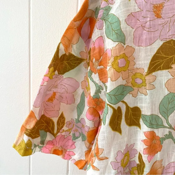 Billabong All Good Button Up Shirt Multicolor Floral Size Medium - Image 5