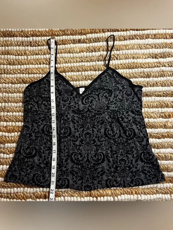 Y2K Black Demask Burnout Lace-Effect Cami Top - Image 5