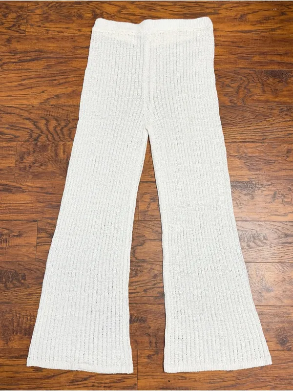 Shade & Shore Women’s L White Crochet Knit Wide Leg Cover Up Pants Beach Resort - Image 3