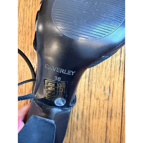 Caverley Shoes Womens Size 6 Black Zebra Slingback Strappy Pointed Toe Heels - Image 5