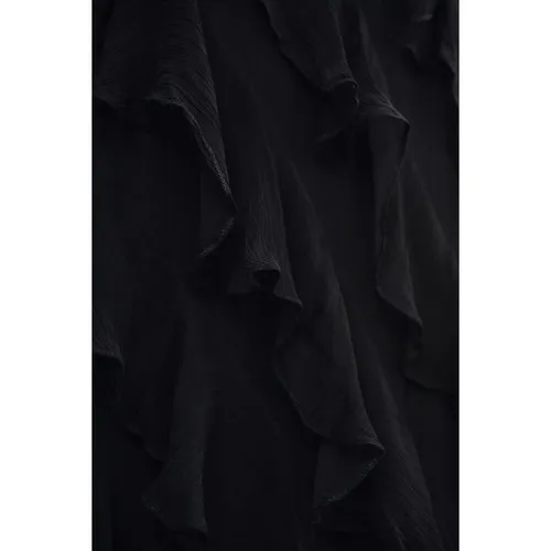 BHLDN Jia Bias-Cut Ruffled V-Neck Gown in Black‎ Size 2 - Image 3