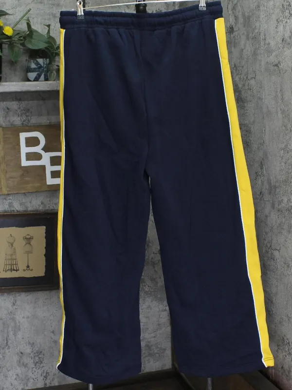 Bench Womens Elline Wide Leg Striped Jogger Pants Navy Blue / Gold Stripe XL - Image 2
