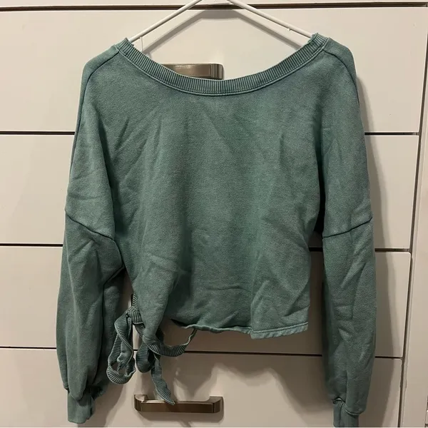Free People Movement Teal Wrap Crewneck - Image 4