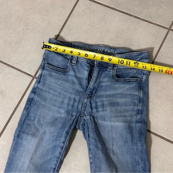 American Eagle Women Blue Jegging Crop Jeans Next Level‎ Stretch size 0 Short. - Image 7