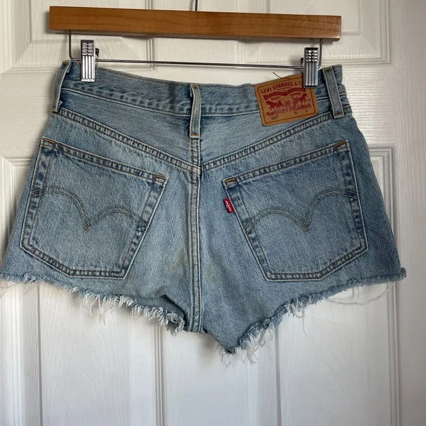 Levi's 501 cutoff button fly shorts size 25 womens distressed READ - Image 3