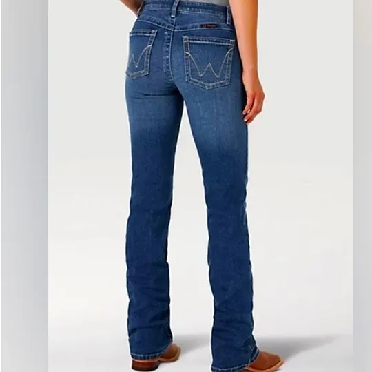 Wrangler Q-Baby Ultimate Riding‎ Jeans Dark Wash Denim Straight Leg 9x34 Western - Image 2