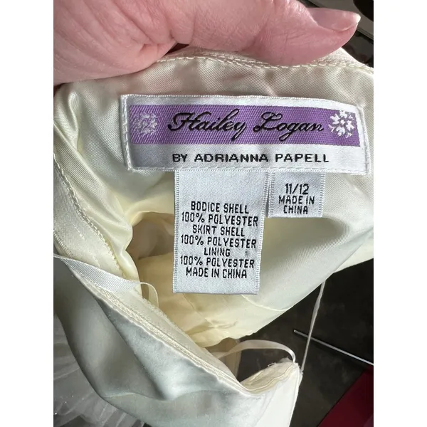 Adrianna Papell dress strapless formal cream jeweled sheer tired skirt - Image 8