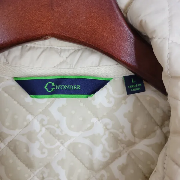Wonder Womens Jacket Sz 24 White Puff Teddy Quilted Collared Winter Long Sleeve - Image 10