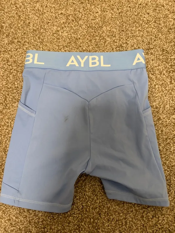 AYBL Light Blue Athletic Bike Shorts with Logo Waistband XS - Image 2