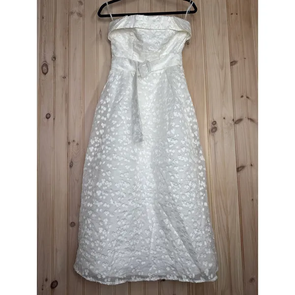 NWT Lulus Enviable Grace White Burnout Strapless Belted Midi Dress Wedding Sz L - Image 2