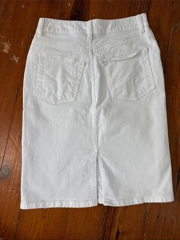 Garnet Hill White Denim Pencil Skirt Size 00 - Image 6