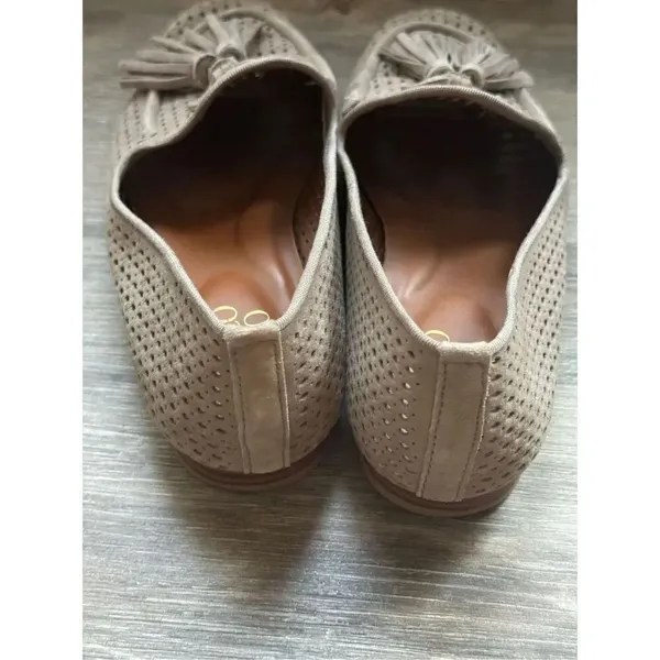 Franco Sarto Perforates Suede Tassel Loafers Tan 7 - Image 5