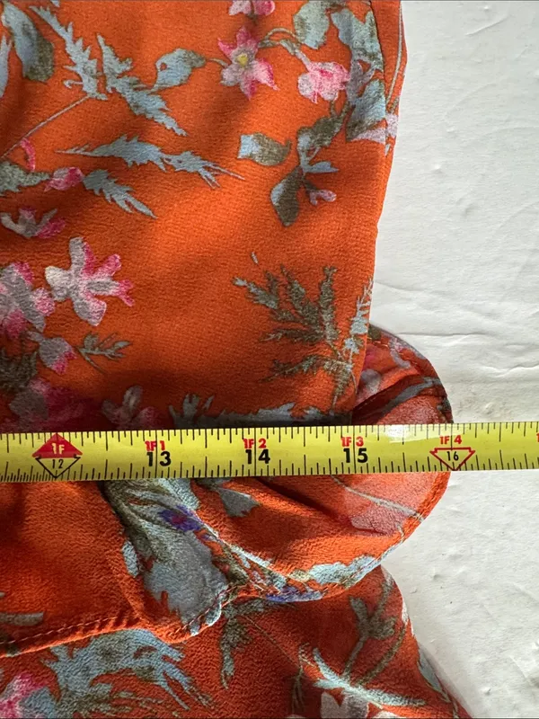 Women's Maxi floral Dress Burnt Orange open back M lace boho casual ruffle - Image 12