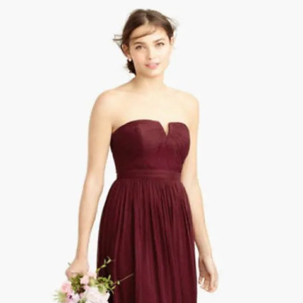 J. Crew Womens Size 6 Nadia Strapless Bridesmaid Dress Burgundy Red Silk Chiffon - Image 13
