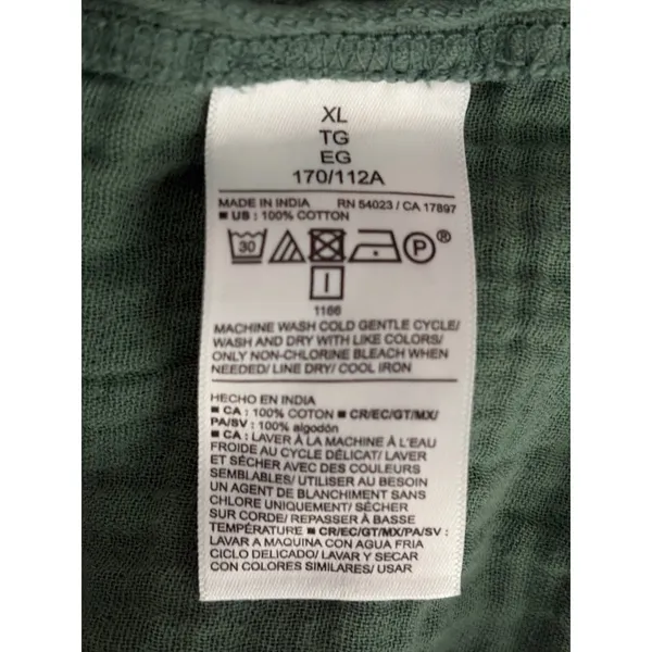 Old Navy Sage Green Gauze Babydoll Mini Dress XL V-Neck Short Sleeve Pockets - Image 6