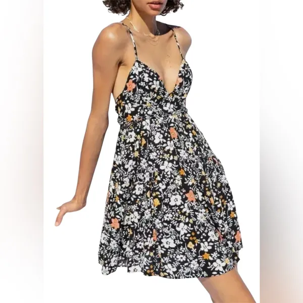 Free People Kaley Mini Dress in Black Combo 2 - Image 3