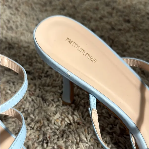 Pretty Little Thing Pastel Blue Square Toe Heels - Image 4