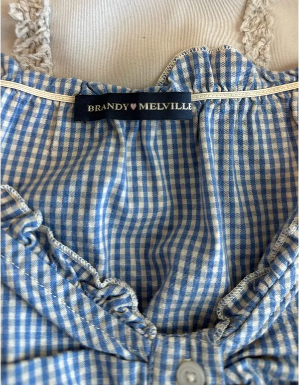 Brandy Melville Blue Gingham Top - Image 3