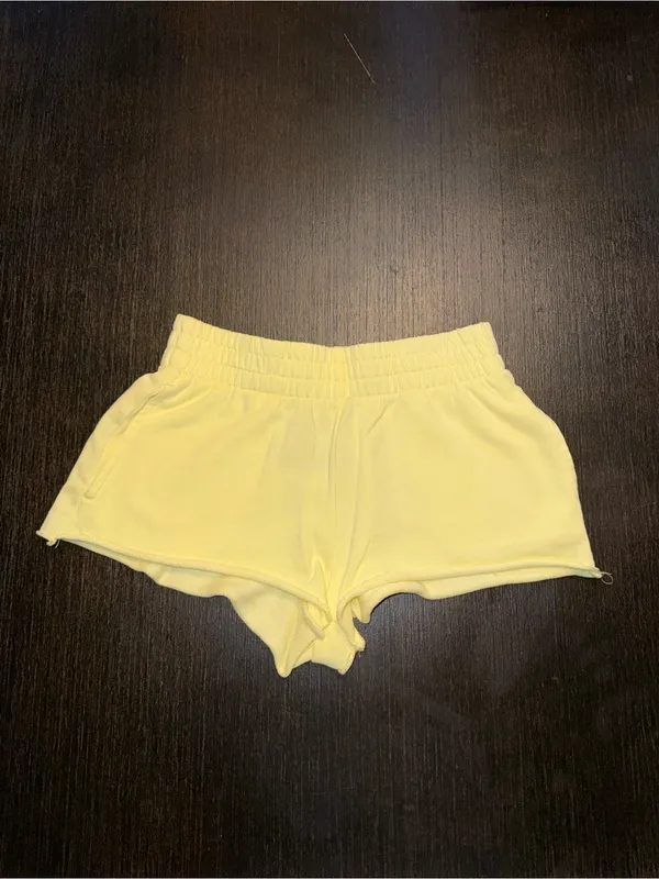 KatieJ NYC Dylan Shorts Butter Yellow Tween Knit Lounge Shorts - Image 2