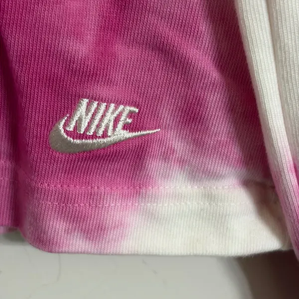 Nike Womens XL Pink Tie Dye Cropped Sweatshirt Long Sleeve Crewneck Logo Top - Image 2