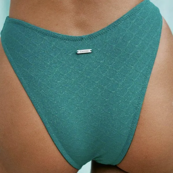 Berlook Dark Green Lurex Jacquard O-Ring Bikini Bottom only 50 - Image 2