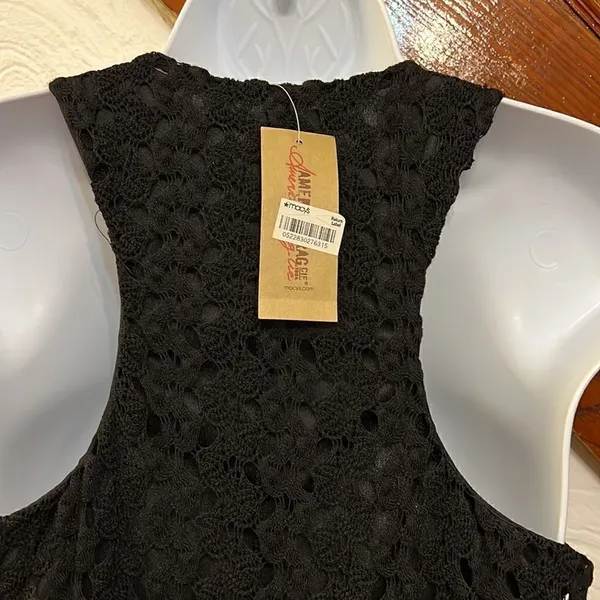 NWT American Rag Maxi Dress Womens Black Lace Racerback‎ Sheer Hem Slit Small - Image 6