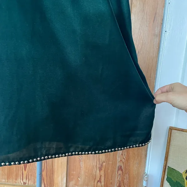 NWT NBDxRevolve Lourdes Green Velvet High Neck Beaded Open Back Mini Dress~ L🧡🎀 - Image 6