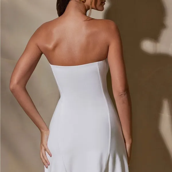 Oh Polly Brielle White Bandeau Bodycon Mini Dress Size 12 NWT - Image 2