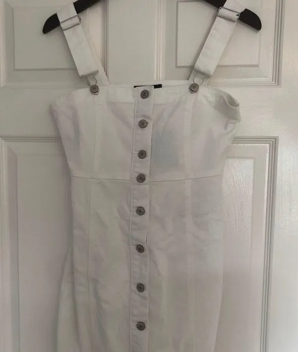 Forever 21 White Denim Mini Button Dress - Image 3