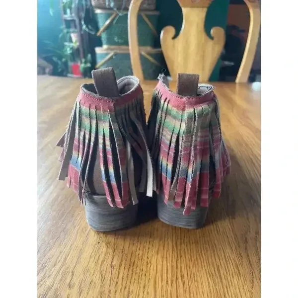 Women's Volatile‎ Brown Suede Fringe Booties Size 6 Cowgirl Boots Western GUC! - Image 2