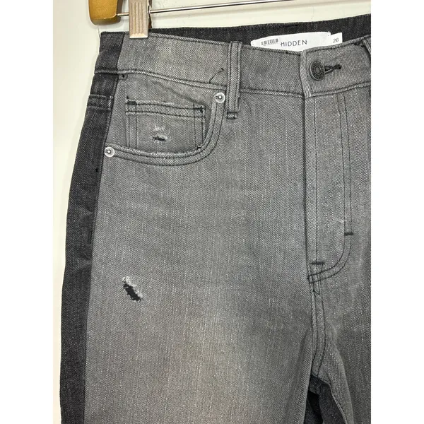 Hidden Jeans Tracey Straight Fit Black‎ Two Tone Raw Hem Size 26 HD1312ST Denim - Image 2