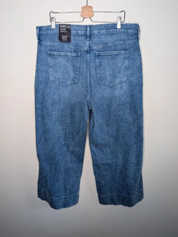 Gap Womens High-Rise Wide-Leg Jeans 18/34R 100% Cotton - Image 2