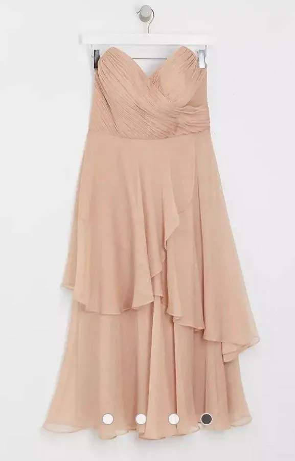 ASOS NWT DESIGN Bridesmaid bandeau midi dress with soft layered skirt - Image 3