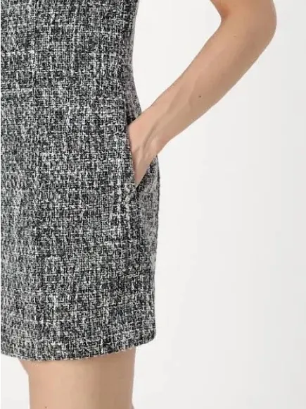 NWOT Abercrombie & Fitch Black & White Tweed Sleeveless Mini Dress Shift Sheath - Image 2