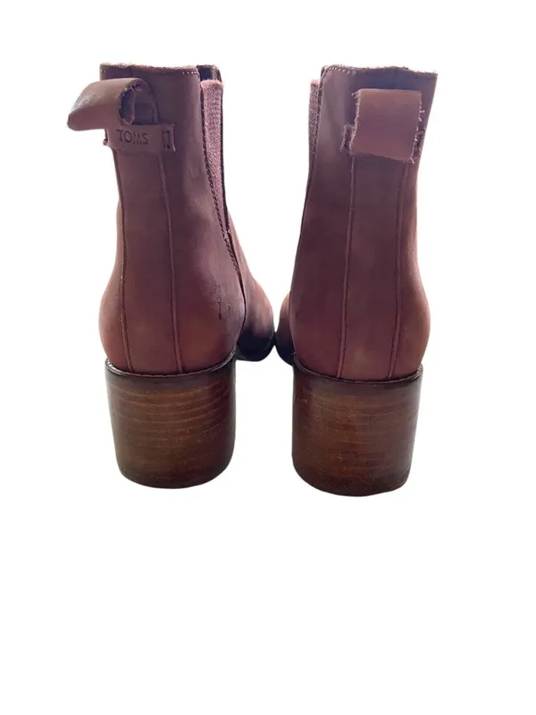 Toms Esme Leather Chelsea Boots Burnt Henna Size 7.5 Minimalist Western Festival - Image 5